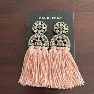 Gorgeous baublebar earrings - NWT - rhinestones with peachy pink tassel